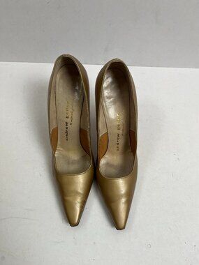1950 Andrew Geller Gold Metallic Leather Sihouette Heels